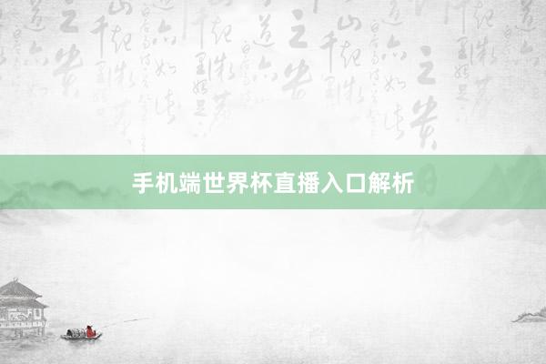 手机端世界杯直播入口解析
